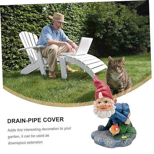 BESPORTBLE Water Decoration Resin Gnome Pipe Extender Gutter Ornament Cover for Garden