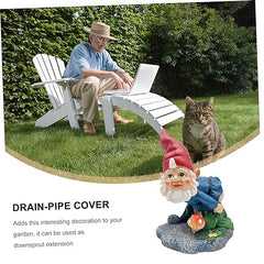 BESPORTBLE Water Decoration Resin Gnome Pipe Extender Gutter Ornament Cover for Garden