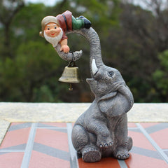 Meyas Garden Statues Garden Sculptures Garden Decoration Figures Desktop Ornament Figures Statues Elves Elephant Landscape Sculpture Decoration Gnome Elephant Bell Resin Statues Yard Balcony