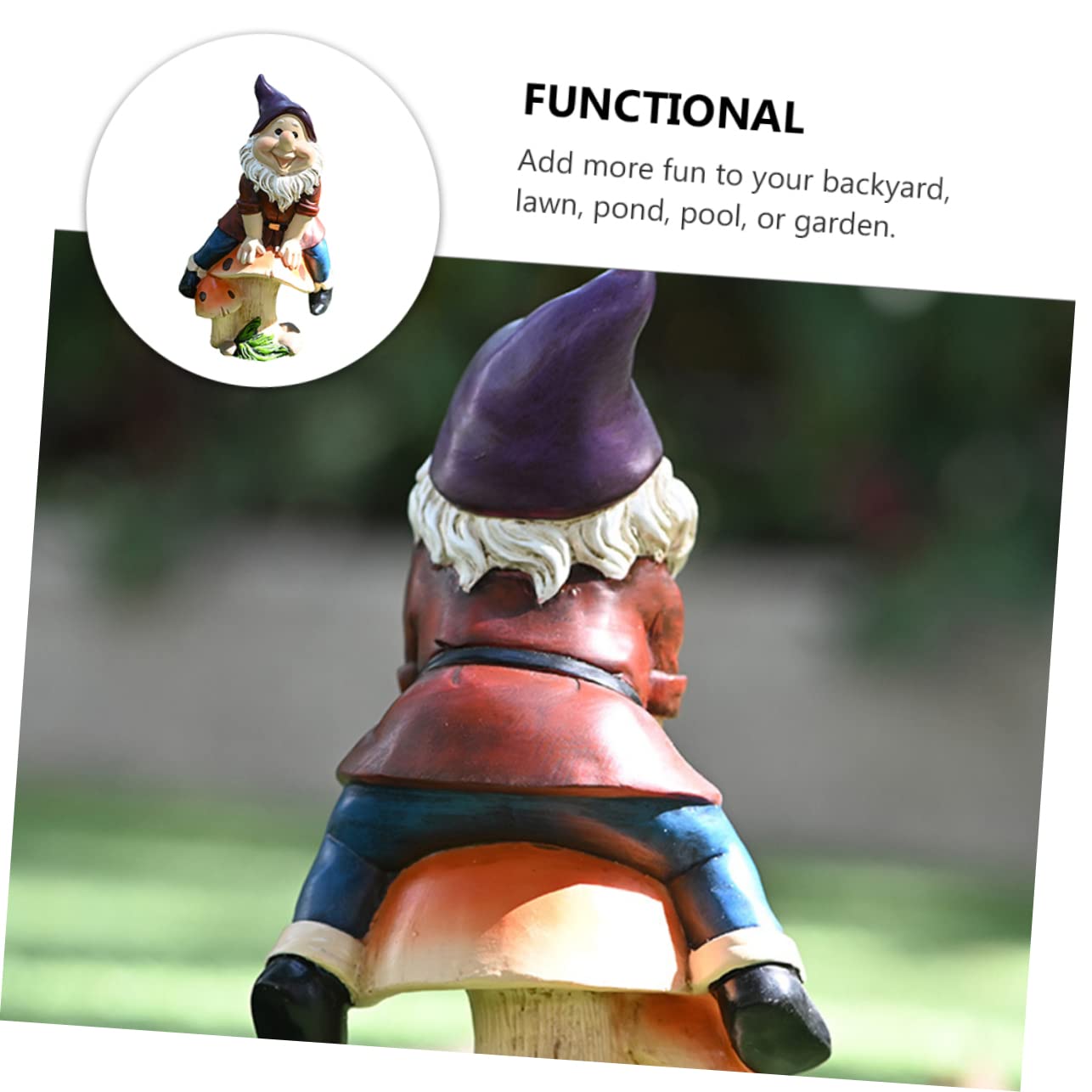 Happyyami Outdoor Garden Dwarf Statue Adorable Resin Figurine for Home Decor Desktop Lawn and Decoration Durable Eco-friendly Miniature Gnome Ornament