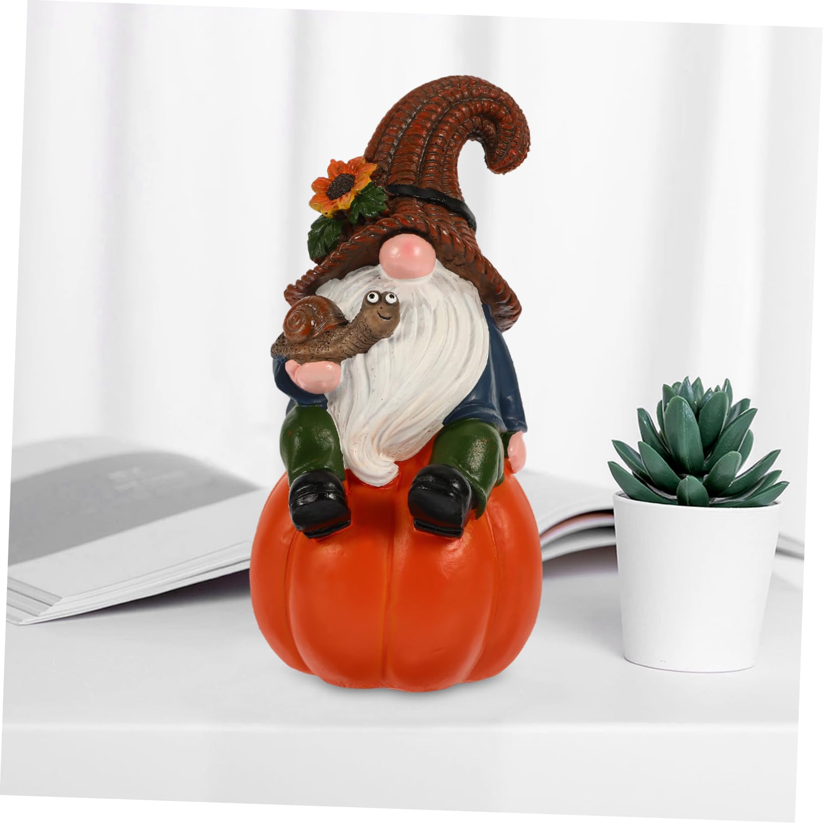 Cabilock Gnome Ornaments for Garden Decor Resin Pumpkin Gnome Statue Fall Style for Outdoor Use
