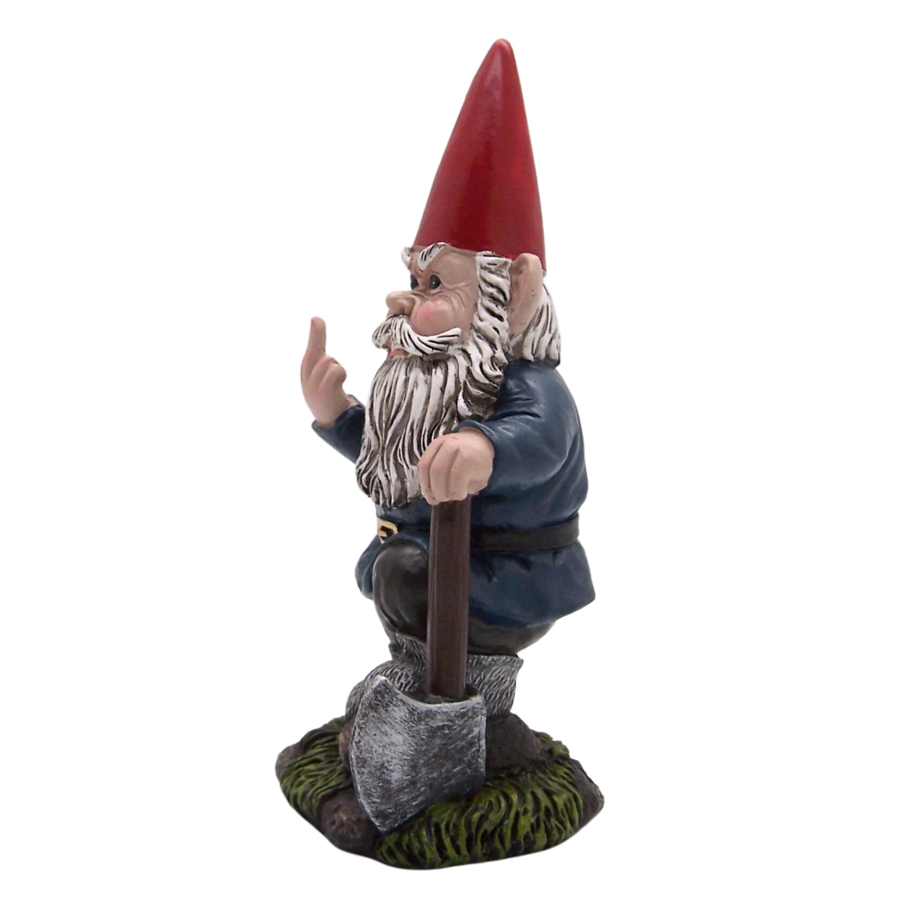 Wowser Angry Garden Gnome with a Shovel, Freestanding Figurine, Unique Outdoor Décor, Funny Gift, 9 Inches