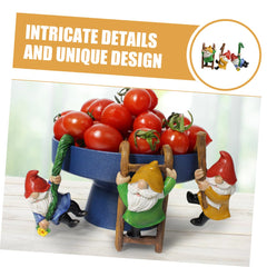 Happyyami 3pcs Garden Gnome Statue Set Outdoor Resin Dwarf Pendants Fairy Garden Decorations Tree Ornaments