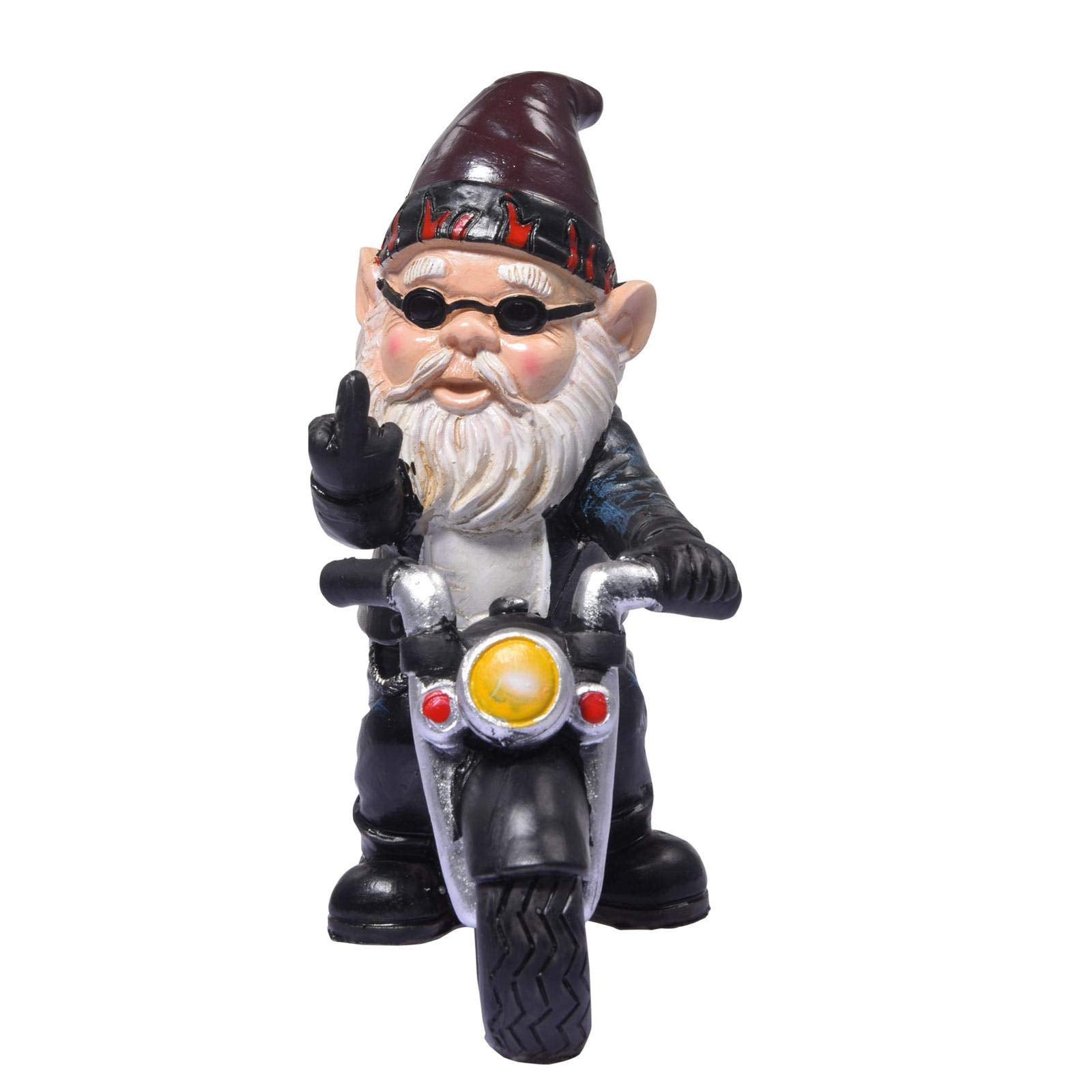 Lievevt Garden Gnome Statue Naughty Gnome Motorcycle Statue Axle Grease The Biker Christmas Decoration Ornaments For Lawn Patio Yard Indoor Outdoor Holiday Home Office
