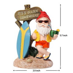 Aopek Garden Gnomes Outdoor Funny-It is 5 O'clock Somewhere Gnome Resin Garden Decor for Lawn, Patio, Yard - Indoor Dwarf Sculpture & Humor Gift