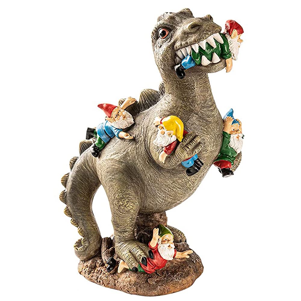 Dinosaur Eating Gnomes Garden ArtDinosaur Eating Gnomes Garden Art,Garden Gnome Statues Outdoor Decor,interesting Garden Garden Ornament Dinosaur Decoration Accessories(big)