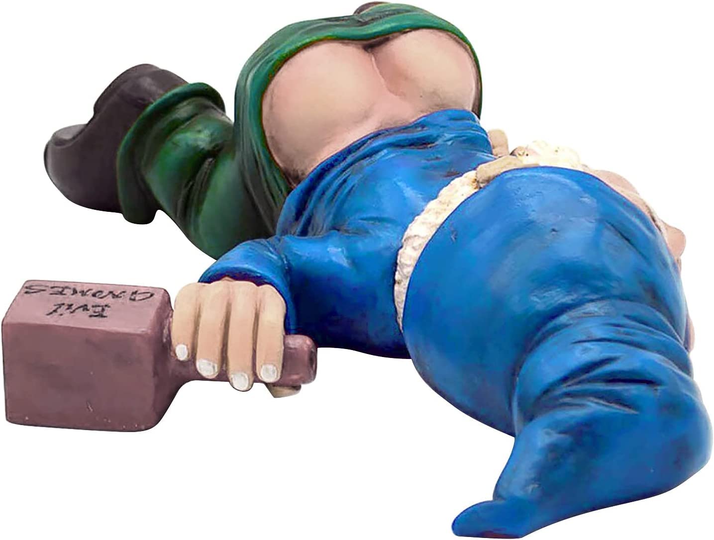 Funny Drunk Dwarf Statue Resin Garden Gnome Decoration for Outdoor Patio Yard Lawn Park Miniature Creative Ornament Elf Crafts Naughty Figurine Collection Farmhouse Decor Gift (Blue)