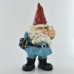 Gnome- Middle Finger Garden Ornament Home Decor Joke Present Novelty Gift Fantasy Figure Comical Elf H18.5cm