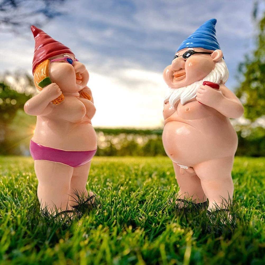 Garden Gnome, Statue Peeing Gnome, Naughty Garden Gnome, Funny Naked Gnome, Resin Garden Gnomes, Male Female Nude Gnomes Goblin-Art Decoration, Lawn Ornaments Indoor or Outdoor Garden Ornament (man)