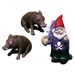 Happyyami 1set Creative Pirate Gnome Resin Figurine Pig Statues for Garden Decoration Unique Outdoor Ornament for Halloween and Holiday Decor