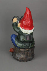 Forest Bird Watcher Garden Gnome Solar Eyes Solar LED Accent Light Sculpture
