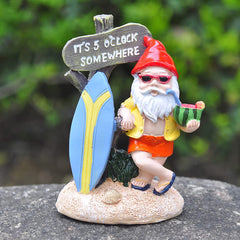 NIYEYE Garden Gnomes for Outdoor Use Funny Cool Surfing Garden GNOME Weatherproof Made of Resin Decorative Figurine
