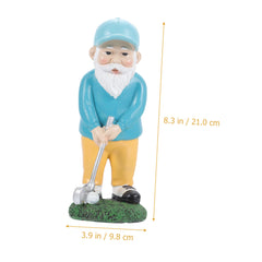 ORFOFE Miniature Golfing Dwarf Ornament Resin Gnome Statue Garden Decorations Fairy Garden Accessory