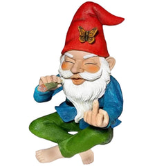 5.9inch Garden Gnome Middle Finger Tall Resin Funny Garden Gnomes Cheeky Smoking Naughty Gnomes Fade-Resistant Mini Gnomes