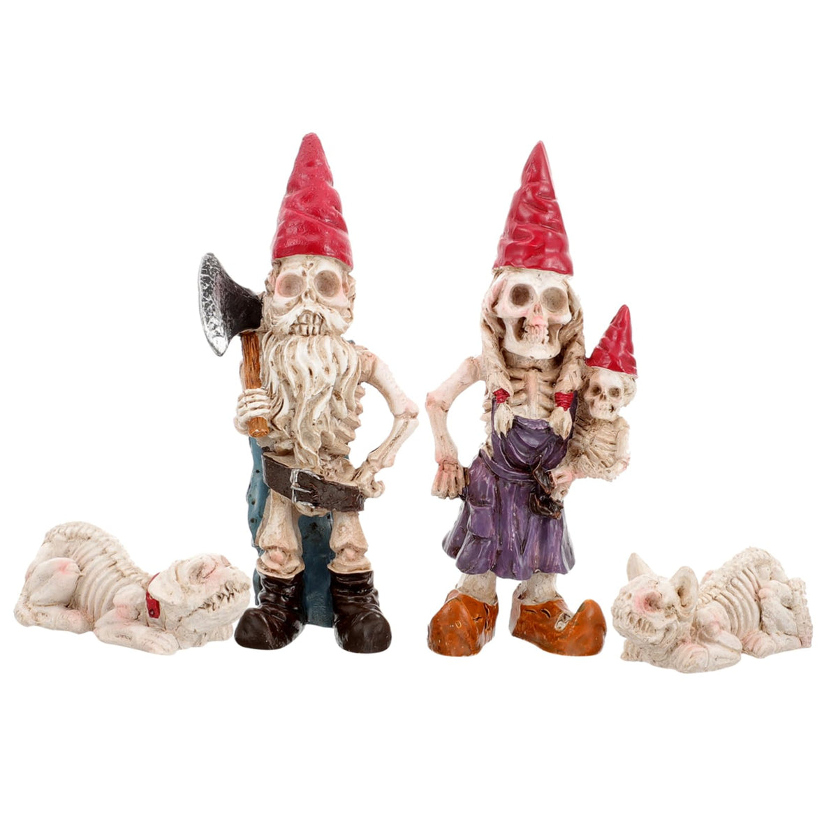 BESPORTBLE Gnome Skull Statue Skeleton Dwarf Ornaments Halloween Gnome Garden Decorative Resin