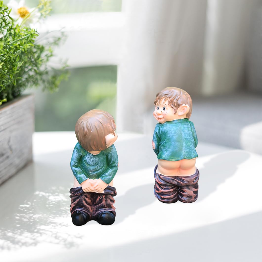 Rolin Roly Bare Buttocks Garden Gnome Statue Naughty Gnomes Ornaments Funny Waterproof Resin Dwarf Craft for Indoor or Outdoor Lawn Decorations (1PCS)