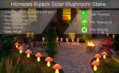 Homeleo 8 Pack Red Mushroom Solar Lights for Outdoor Garden Decor, Waterproof Solar Powered Fairy Ornaments for Yard Fence Lawn Pathway Landscape Lighting Thanksgiving Halloween Christmas Decorations