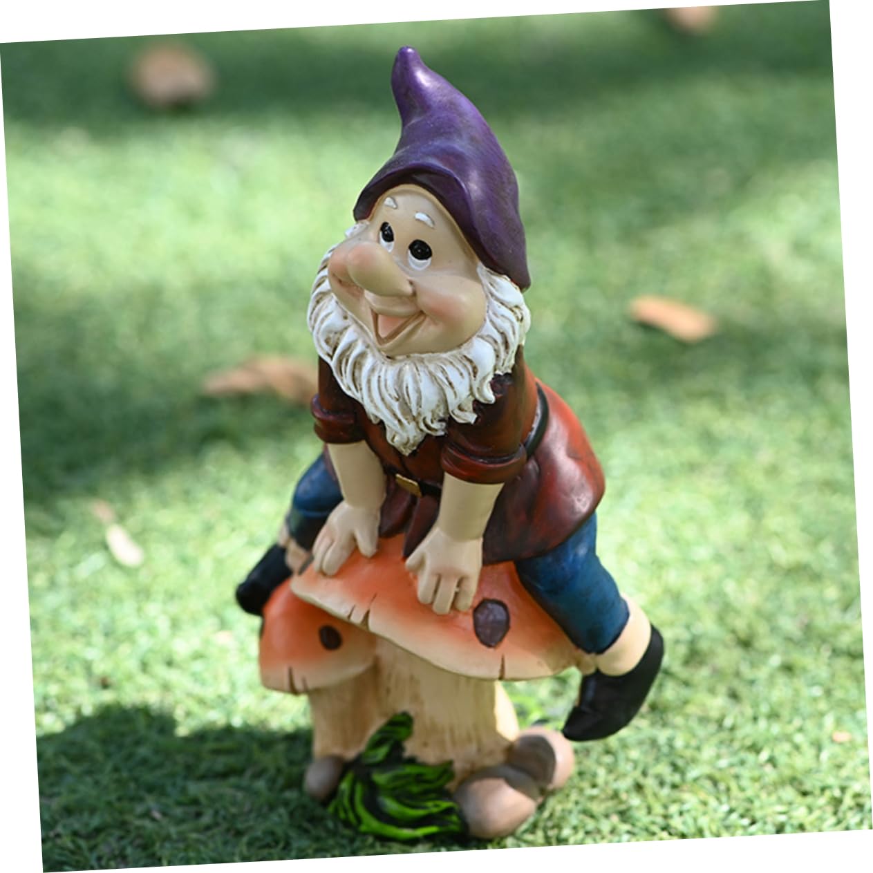 Happyyami Outdoor Garden Dwarf Statue Adorable Resin Figurine for Home Decor Desktop Lawn and Decoration Durable Eco-friendly Miniature Gnome Ornament