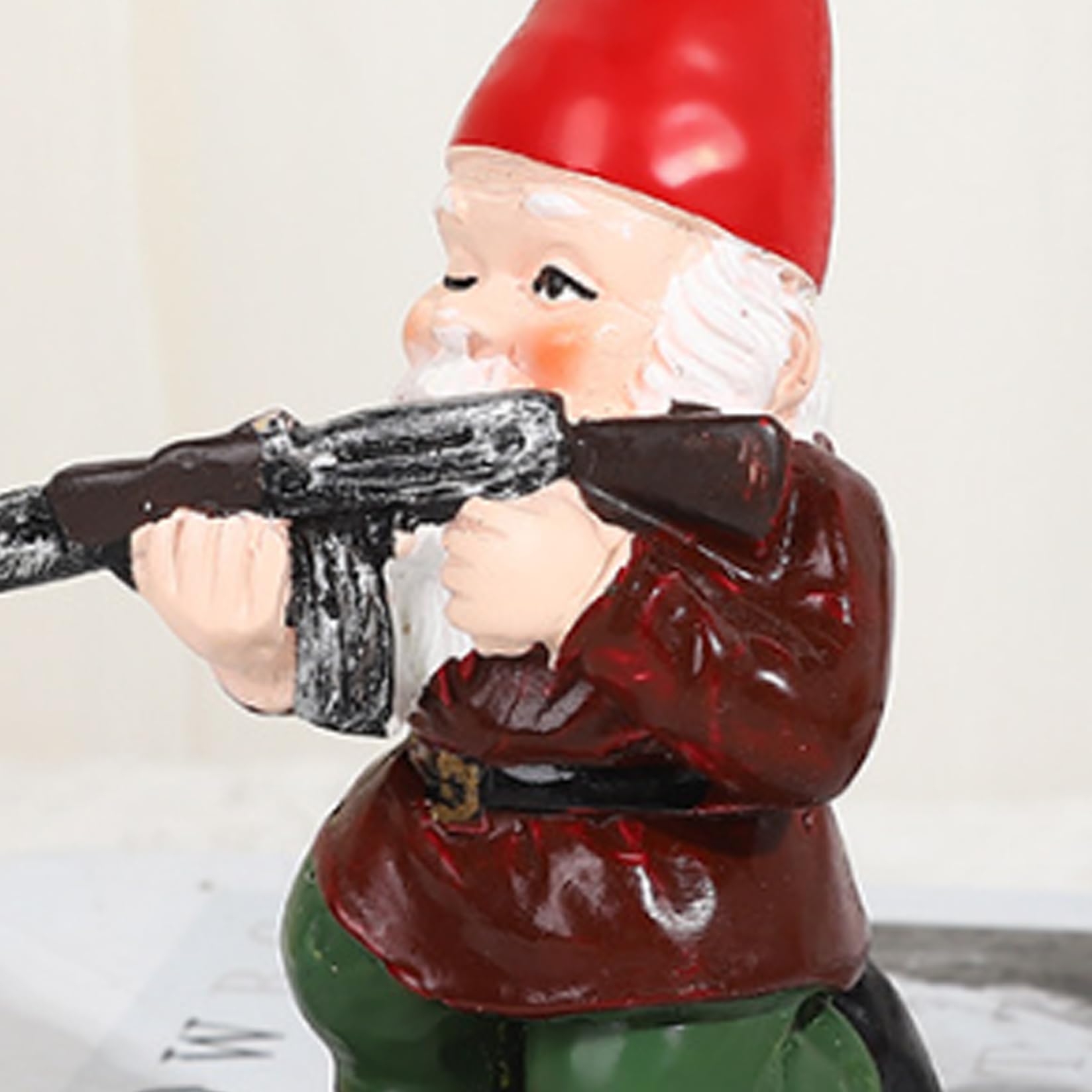 Funny Garden Gnomes 3.9'' Tall Naughty Gnome Garden Gnome with Gun Statue Waterproof Resin Gnomes Decor for Patio, Yard, Lawn Style 2