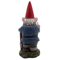 Wowser Angry Garden Gnome with a Shovel, Freestanding Figurine, Unique Outdoor Décor, Funny Gift, 9 Inches