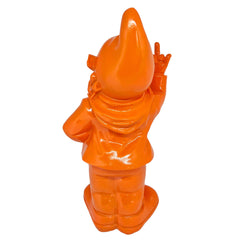 Stone-Lite Figurine - garden gnome giving the finger - 30cm - orange - funny present
