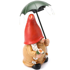 WONDHOME Garden Gnome Statues Outdoor Decoration Patio Yard Lawn Solar Gnomes Lady with Umbrella Lights Christmas Halloween Birthday Gift for Woman Mom,Umbrella Gnome