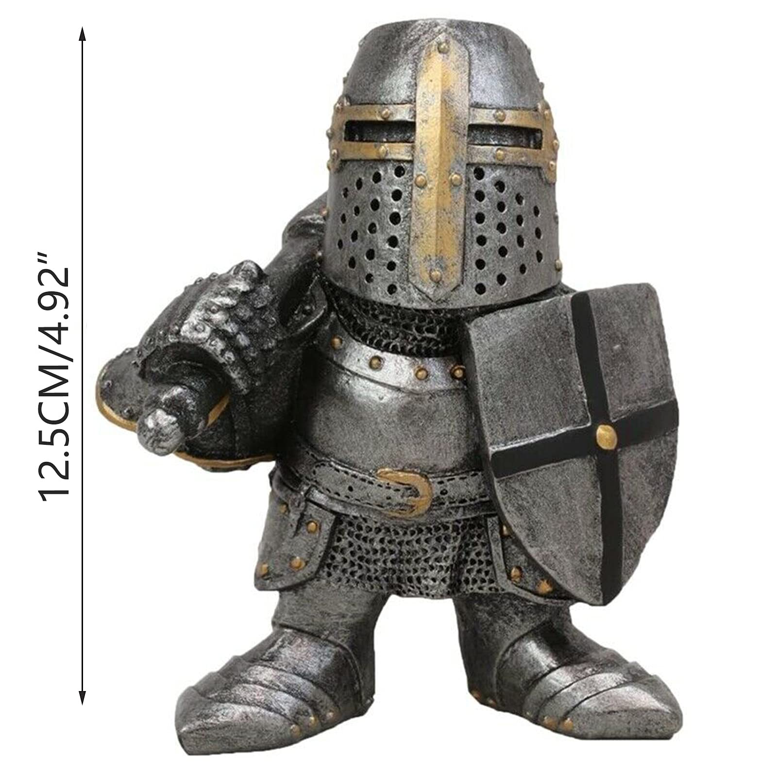 Knight Gnomes Guard Garden Gnome Ornaments Outdoor Medieval Crusader Knight Suit Statue Waterproof Resin Ornament for Yard Lawn Garden Decorations (D)