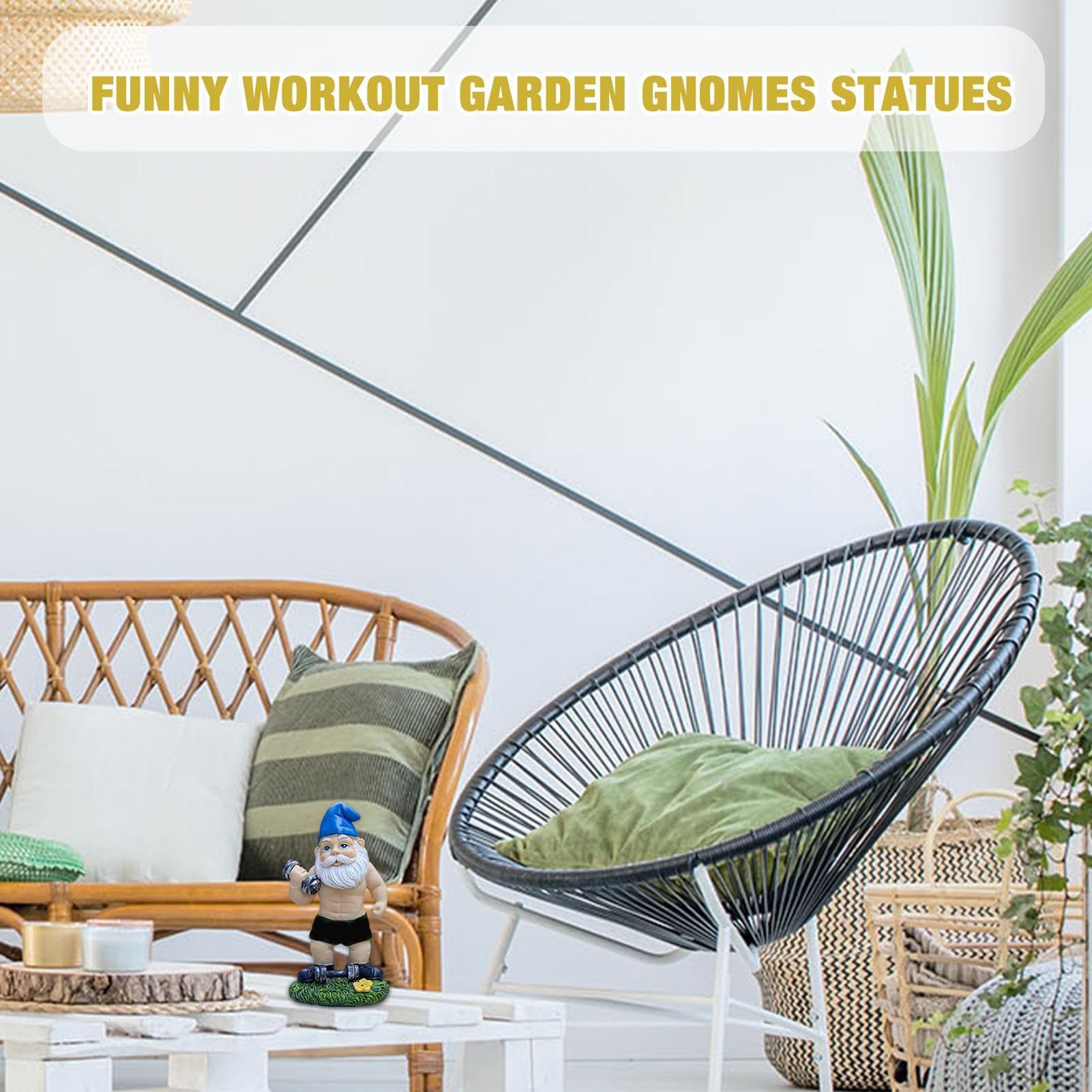 Weightlifting Gnome Statue - Humorous Dumbbell Lifting Garden Dwarf Sculpture | Vivid Expression Outdoor Decor For Lawn, Patio & Courtyard | Weather-Resistant Figurine For Gardens, Yards & Indoor Disp