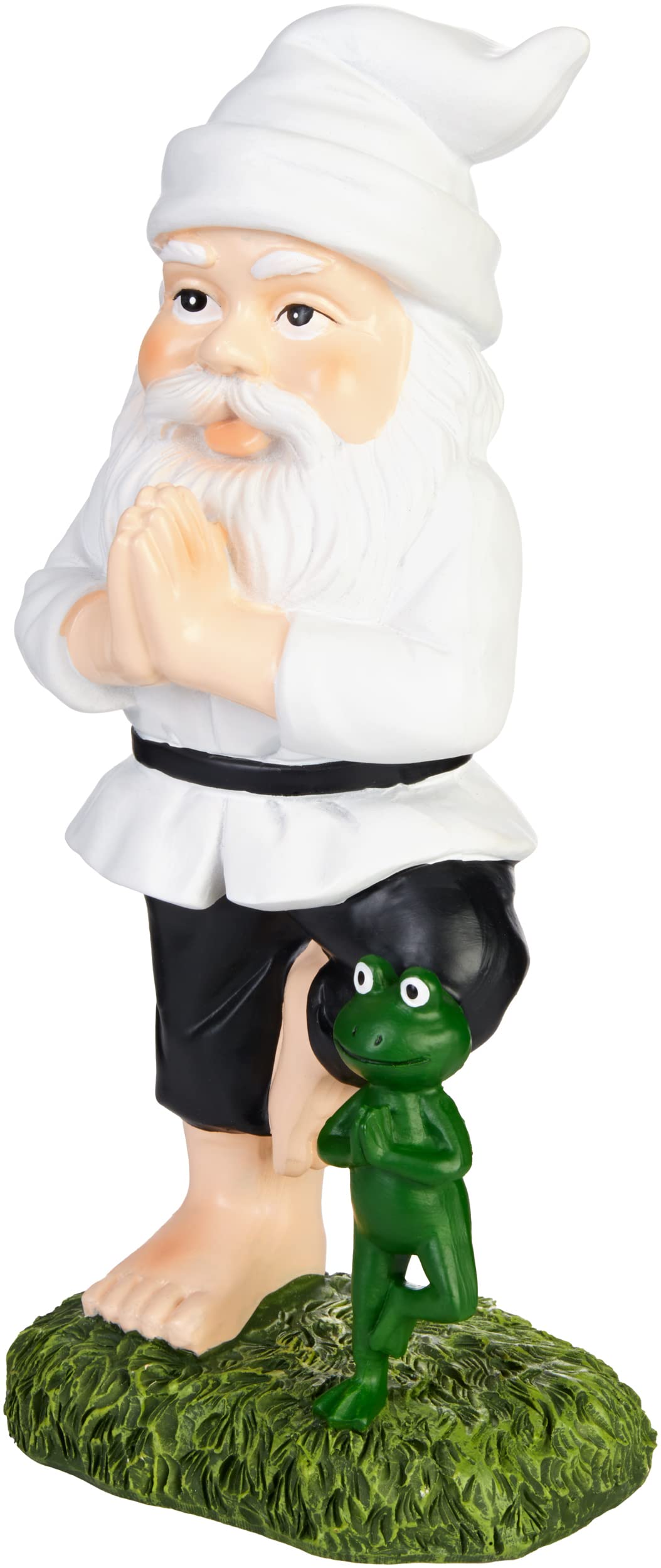 BRUBAKER Garden Yoga Gnome Tree - Gnome with Frog - Garden Sport Figure Vrksasana - Weatherproof Zen Decoration for Garden and Camping - Funny White Outdoor Decoration - 9.5 inches