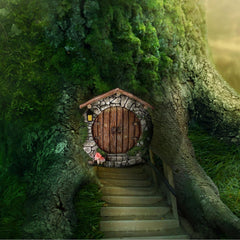 Fairy Garden Doors and Windows for Trees Miniature Fairy Gnome,Sculptures and Statues Wall and Trees Outdoor Wooden Doors and Windows in The Yard Garden Trees Garden Garden Sculptures and Statues