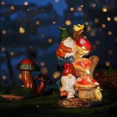 10.8'' Garden Gnome Statue with Solar Lights – Funny Outdoor Gnomes for Yard, Lawn, Patio or Porch, Resin Gnome Figurines with LED Lights, Housewarming Garden Gifts for Mom, Dad, Women, Grandparents