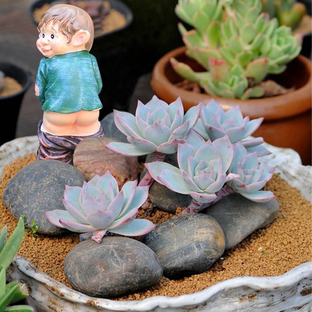 Rolin Roly Bare Buttocks Garden Gnome Statue Naughty Gnomes Ornaments Funny Waterproof Resin Dwarf Craft for Indoor or Outdoor Lawn Decorations (1PCS)