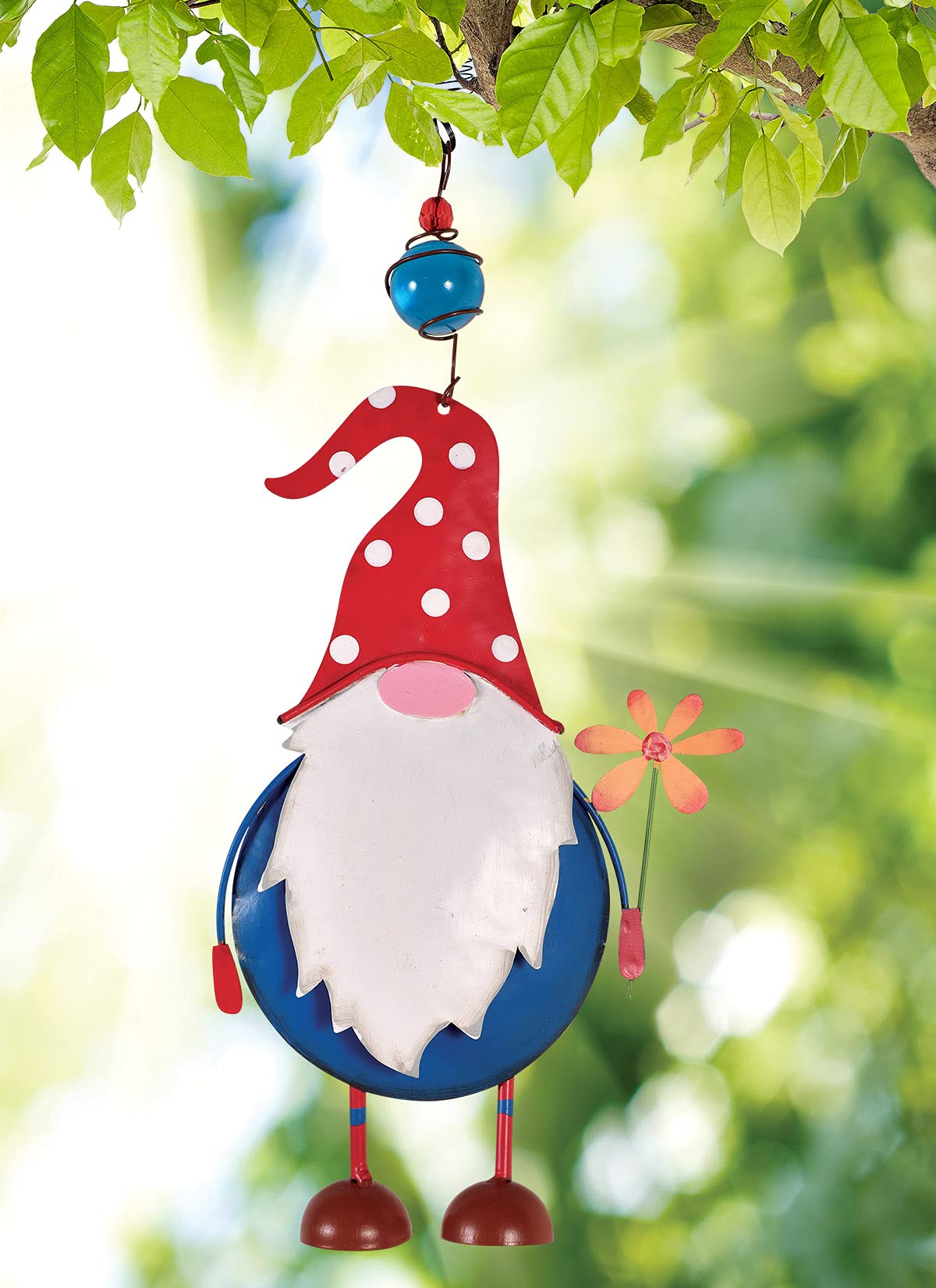 Sunset Vista Designs 93777 Gnome Collection-Hanging Garden Bouncy, Red Hat, 17-inch Height