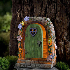Srliya Solar Light Fairy Garden Miniature Door Sculpture Resin Statue (11 Black [8 Lights]), Srliyawbm5tsnrfq-79