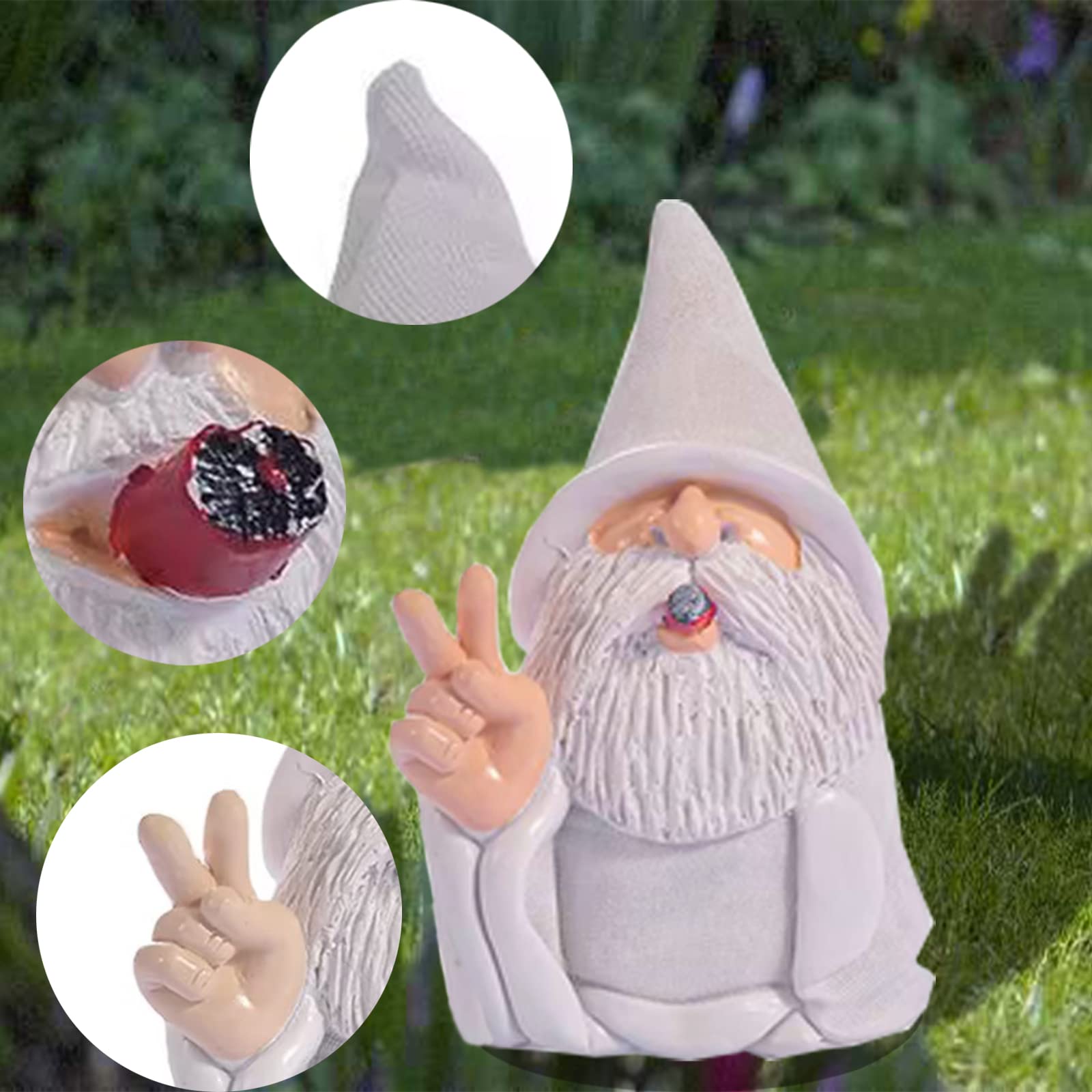 Lethogety Funny Garden Gnomes Outdoor Statues, 5.9 Inch Creative Smoking Dwarf Resin Sculpture Decoration for Home Indoor or Lawn Patio Outside Yard Decor Housewarming Halloween Christmas Garden Gift