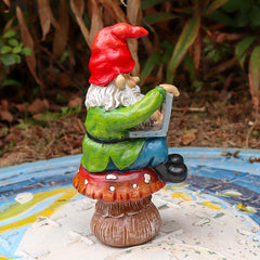 Hqroidd Garden Gnomes Funny Resin Gnome Figurine on Working Garden Gnome Statues for Patio Yard Lawn Porch Outdoor Decor