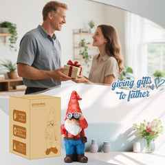 WONDHOME 6.7" Funny Garden Gnomes Statues with Telescope Naughty Gnome Mini Figurine Patio Lawn Yard Art Outdoor Decorations Father's Day Mother's Day Birthday Christmas Gardening Gift for Dad Mom
