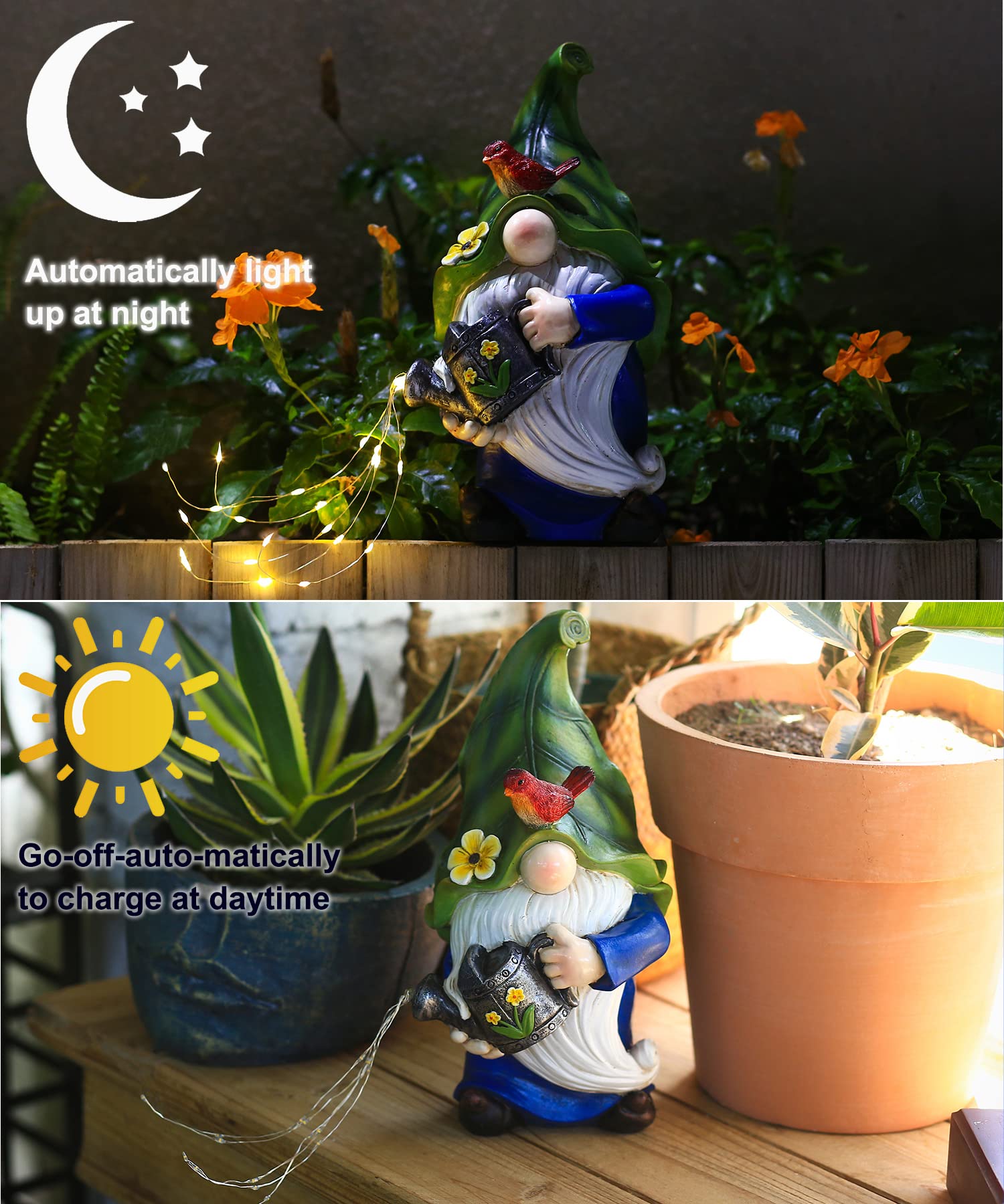 AIGEL Garden Gnomes Statues,Solar Garden Statue Outdoor Decor,Large Gnomes with Solar Light,Standing Statue for Patio,Lawn,Yard Art Decoration, Figurine Ornament Gift