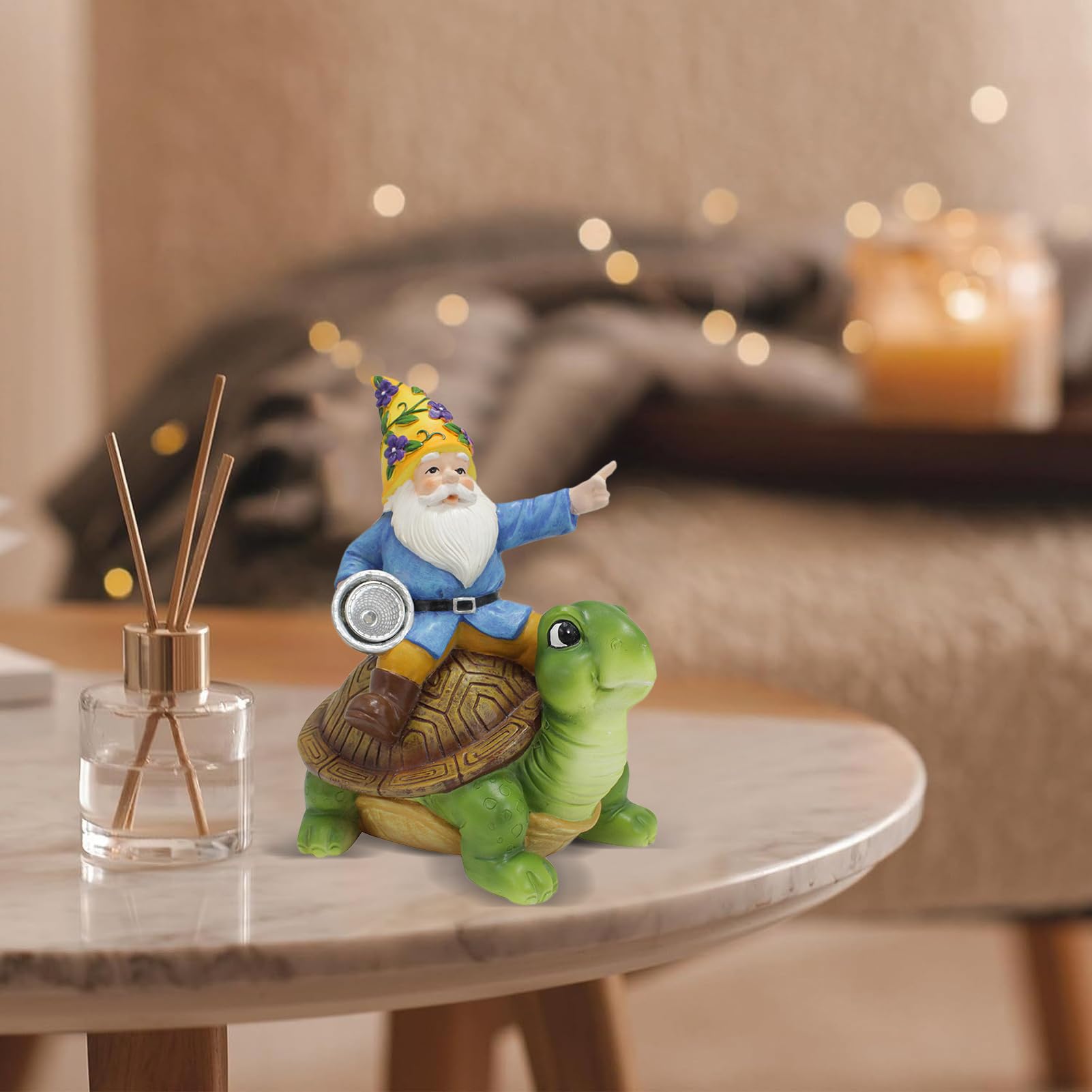 Turtle Solar Lights Outdoor Garden,Turtle Statue with Solar Light and Gnome | Waterproof Tortoise Sculpture, Outdoor Patio Balcony Courtyard Garden Lawn Decoration