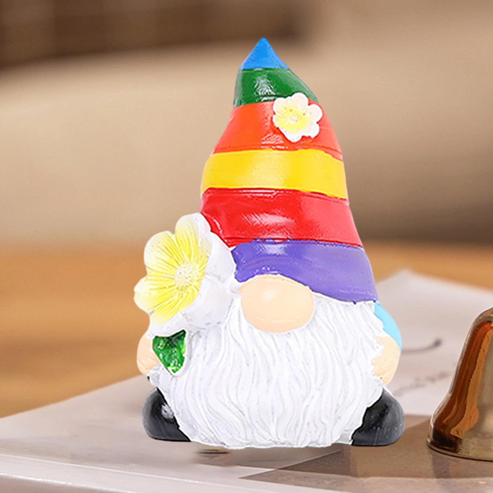 Playful Garden Statues, Fairy Garden Gnome Decoration, Rainbow Gnome Decoration, Outdoor Figurine For Garden, Adorable Gnome Statue, Cheerful Garden Accessory, Miniature Gnome Figurines, Vibrant
