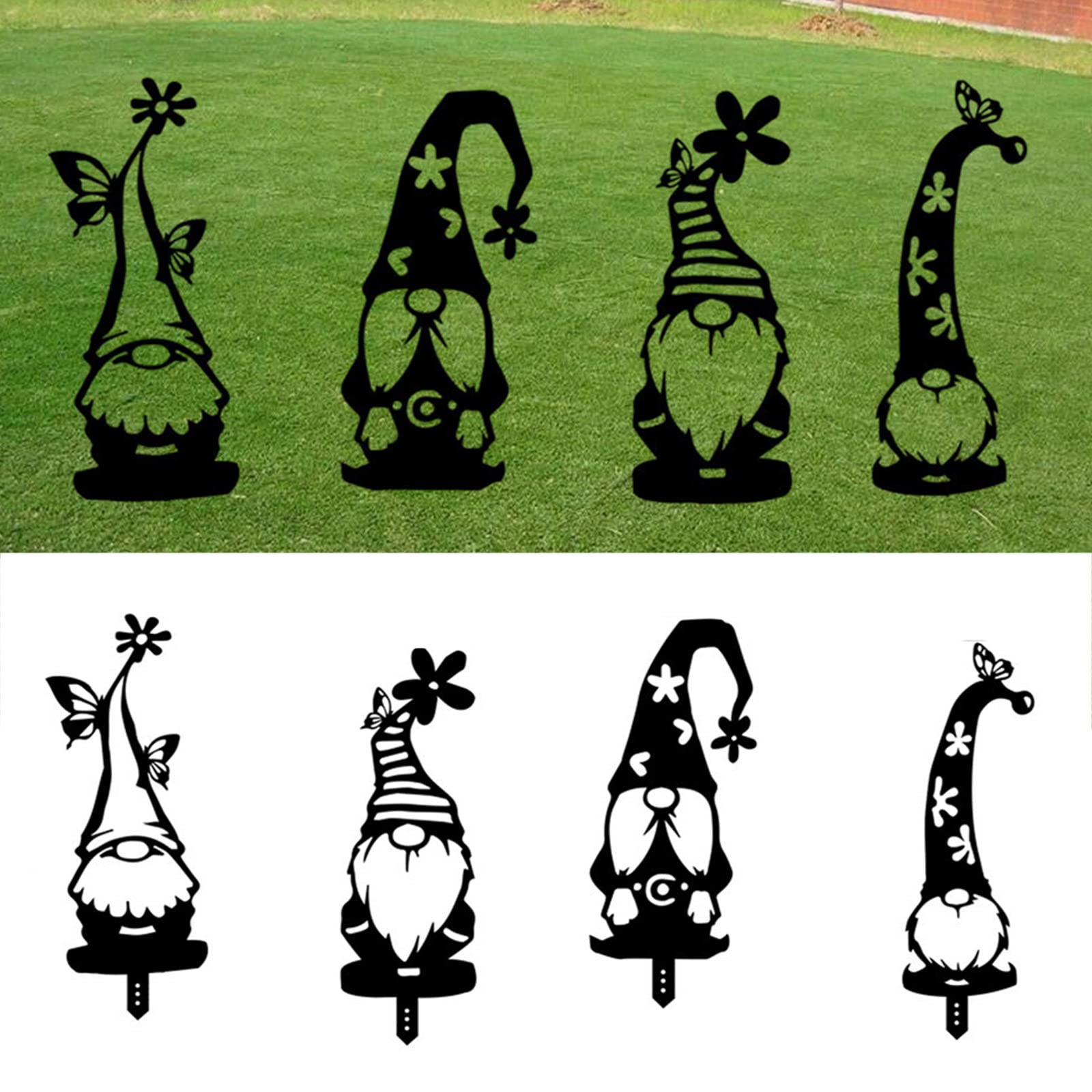 Ksikdeg Exquisite Garden Stake Outdoor Sculpture 4 Pieces Decorative Gnomes Ornament Neighbors