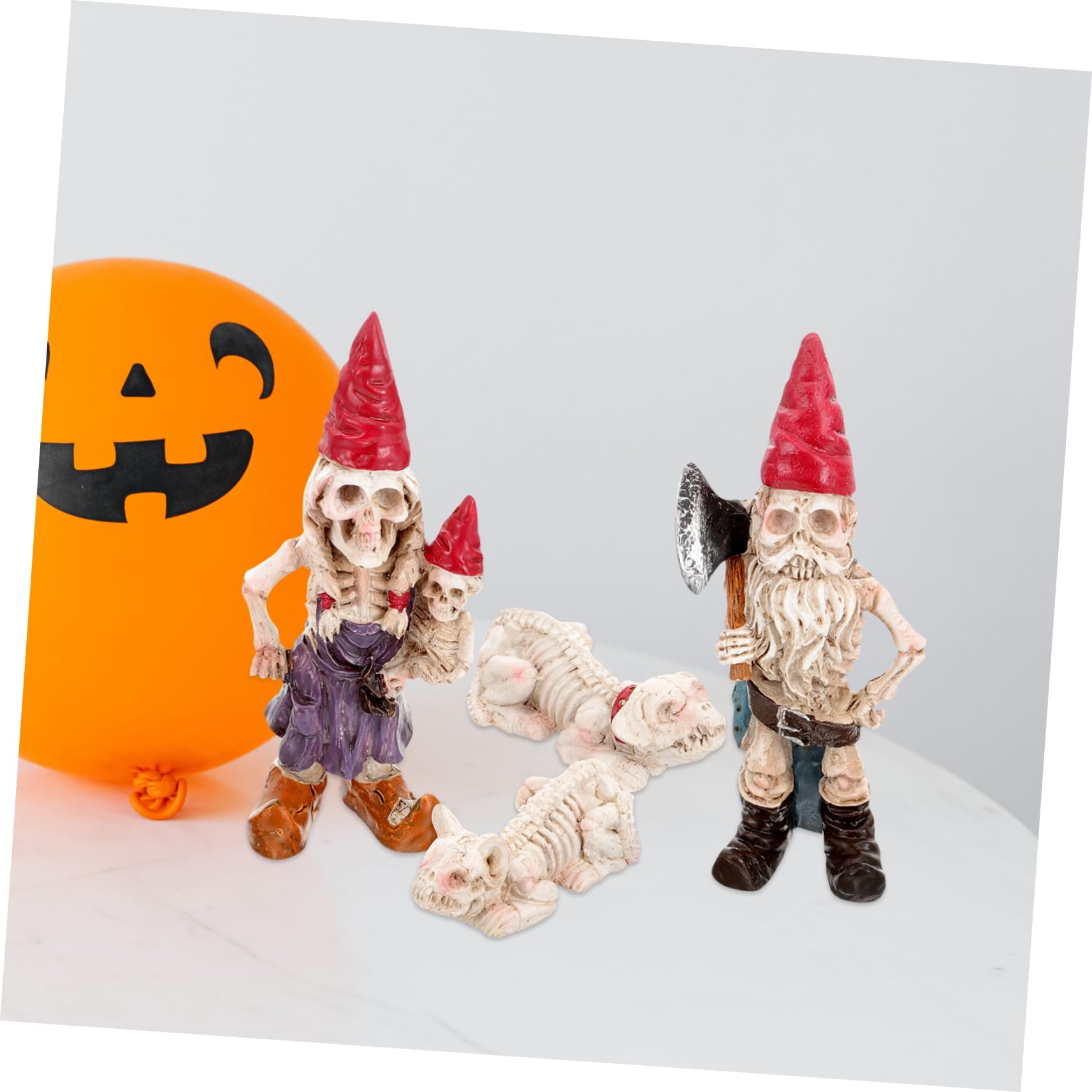 BESPORTBLE Gnome Skull Statue Skeleton Dwarf Ornaments Halloween Gnome Garden Decorative Resin