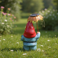 Elenon Garden Gnome Decor Solar Lights, Solar Elf Holding Umbrella Figurines Outdoor Decorative, Yard Art Garden Sculptures & Statues for Patio Yard Pathway