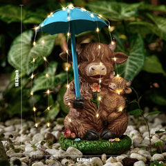 Joint Honglin Solar Garden Statues Resin Loving Highland Cow Umbrella Lights Outdoor Decor Gifts for Yard, Patio Decorations