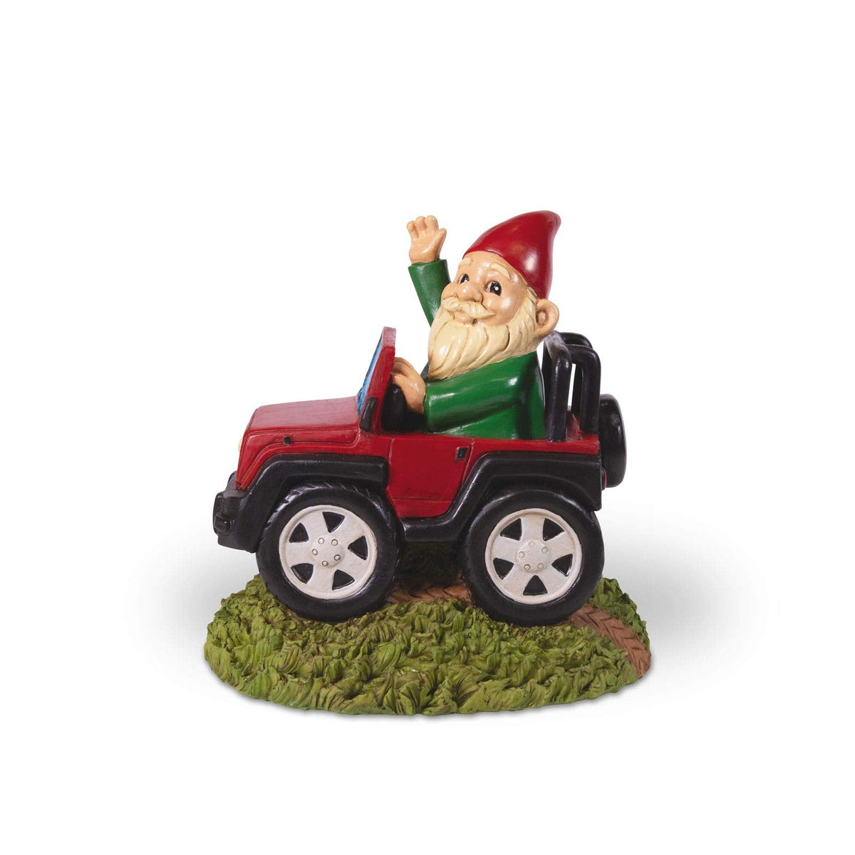 Kwirkworks Funny Garden Gnome - 4x4 Truck Wave Lawn Statue - 8 inches Tall