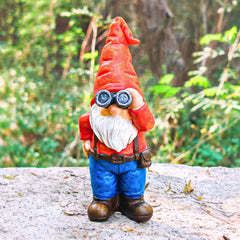 WONDHOME 6.7" Funny Garden Gnomes Statues with Telescope Naughty Gnome Mini Figurine Patio Lawn Yard Art Outdoor Decorations Father's Day Mother's Day Birthday Christmas Gardening Gift for Dad Mom