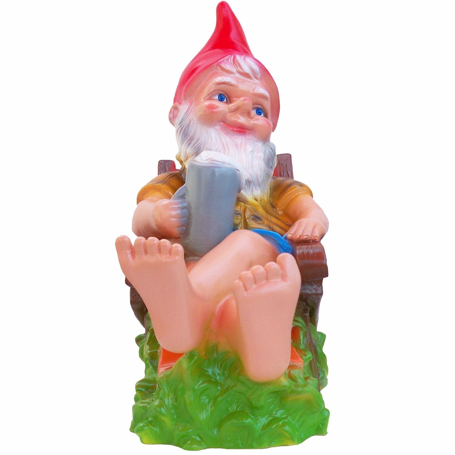 RAKSO Beer Garden Gnome, 14", Large UV Resistant Lawn Ornament