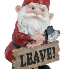 AB Tools Gnome with Leave Sign Figurine Statue House Decor Ornament Garden Yard