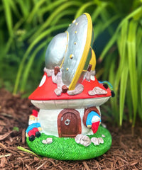 Gnometastic Gnomes - UFO Gnome, 8.85in, Mushroom House Garden Gnomes with Alien UFO Crash Landing - Funny Garden Gnomes Decorations for Yard and Outdoor Lawn Ornament and Fairy Garden Accessories