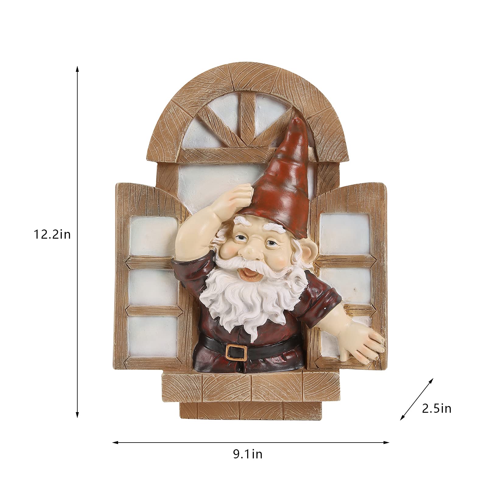 Garden Gnomes Elf Open Window Tree Hugger, Knothole Welcome Gnomes Garden Tree Sculptures, Tree Face Garden Gift, Open The Window Garden Peeker Yard Art for Tree Resin, 12 inch